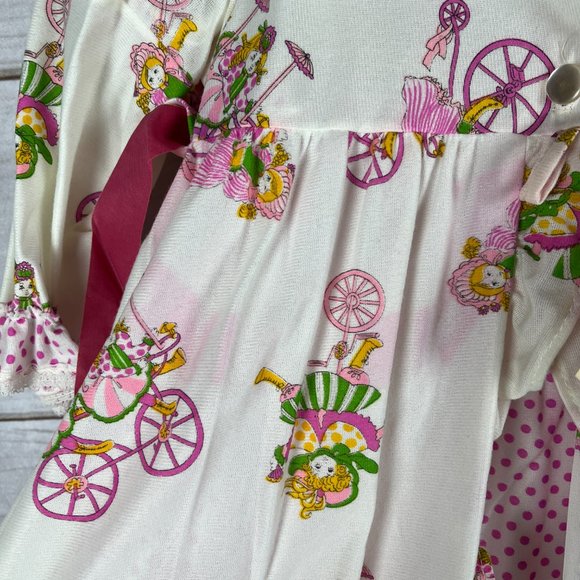 NWT Vintage Isaacson Carrio Girls Size 2T Sleepwear Set Gown & Robe Girl Bicycle - Picture 5 of 11
